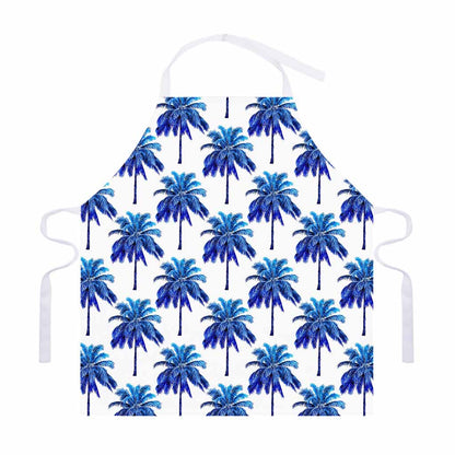 Blue Palm Tree Pattern Print Adjustable Apron