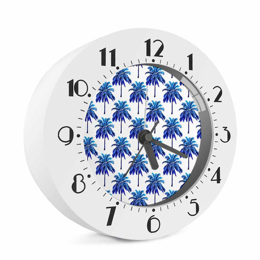 Blue Palm Tree Pattern Print Alarm Clock