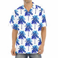 Blue Palm Tree Pattern Print Aloha Shirt