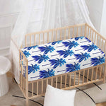 Blue Palm Tree Pattern Print Baby Crib Sheet
