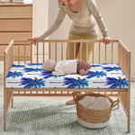 Blue Palm Tree Pattern Print Baby Crib Sheet