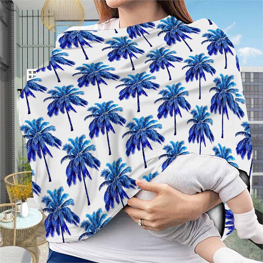 Blue Palm Tree Pattern Print Baby Seat Cover