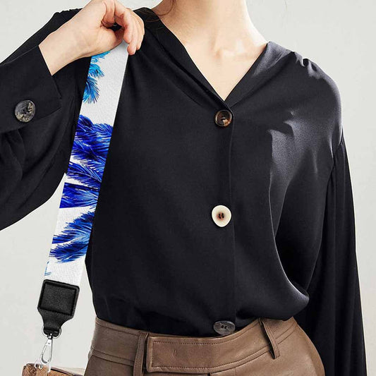 Blue Palm Tree Pattern Print Bag Strap