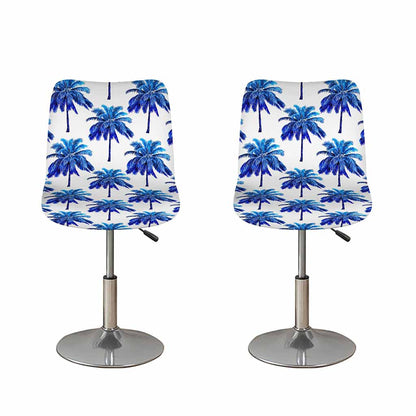 Blue Palm Tree Pattern Print Bar Stool Covers