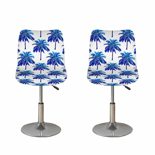 Blue Palm Tree Pattern Print Bar Stool Covers