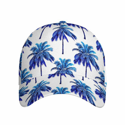 Blue Palm Tree Pattern Print Baseball Cap