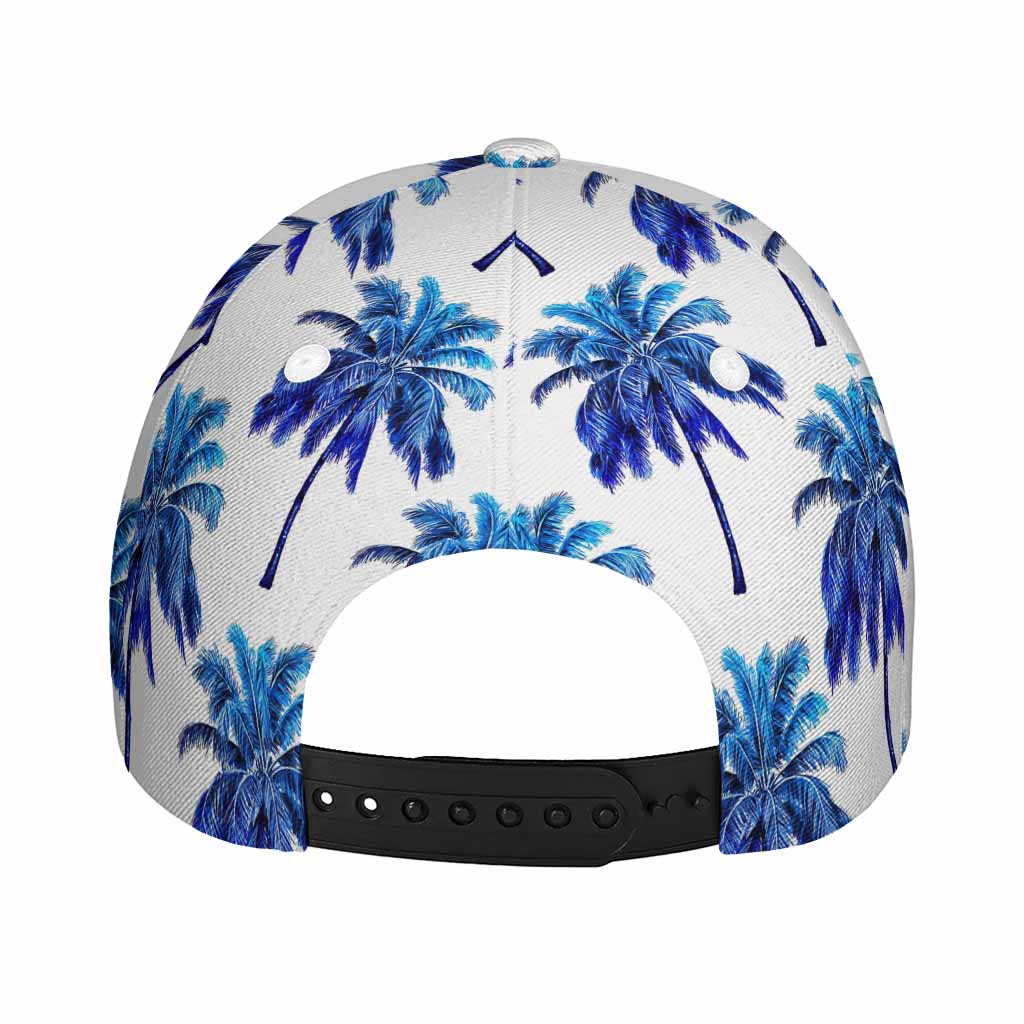 Blue Palm Tree Pattern Print Baseball Cap