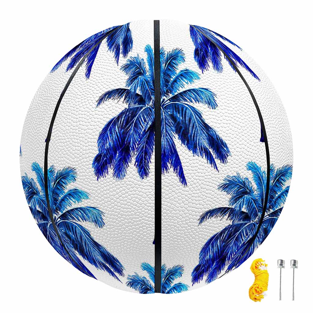 Blue Palm Tree Pattern Print Basketball