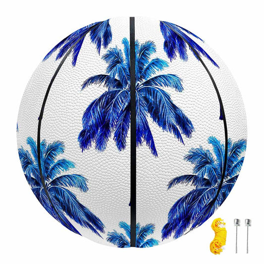 Blue Palm Tree Pattern Print Basketball