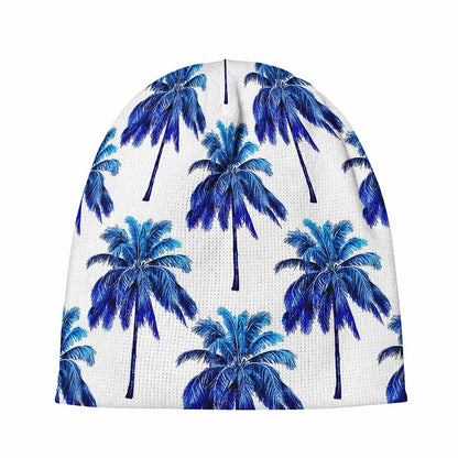 Blue Palm Tree Pattern Print Beanie