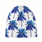 Blue Palm Tree Pattern Print Beanie