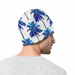 Blue Palm Tree Pattern Print Beanie