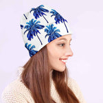 Blue Palm Tree Pattern Print Beanie