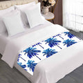 Blue Palm Tree Pattern Print Bed Runner