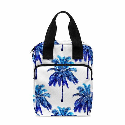 Blue Palm Tree Pattern Print Bible Tote Bag