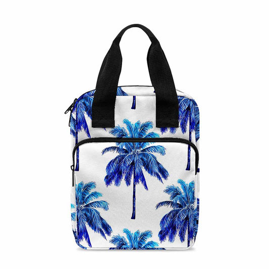 Blue Palm Tree Pattern Print Bible Tote Bag