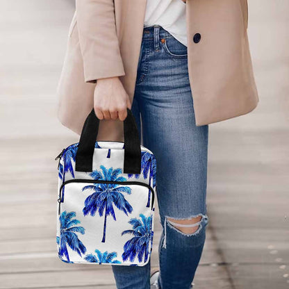 Blue Palm Tree Pattern Print Bible Tote Bag