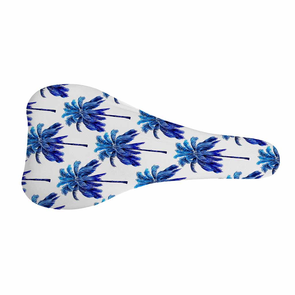 Blue Palm Tree Pattern Print Bicycle Seat Cover