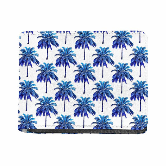 Blue Palm Tree Pattern Print Bifold Wallet