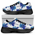 Blue Palm Tree Pattern Print Black Chunky Shoes