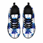 Blue Palm Tree Pattern Print Black Running Shoes