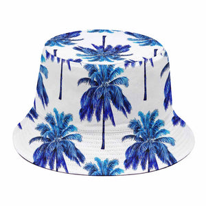Blue Palm Tree Pattern Print Bucket Hat