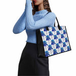 Blue Palm Tree Pattern Print Canvas Tote Bag
