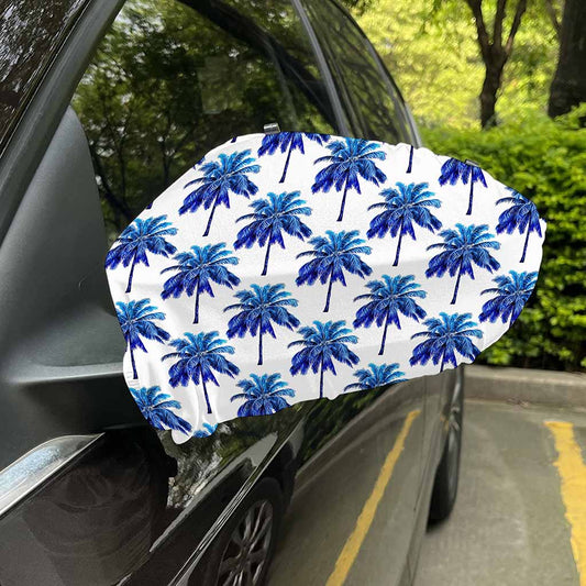 Blue Palm Tree Pattern Print Car Side Mirror Covers