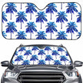 Blue Palm Tree Pattern Print Car Windshield Sun Shade