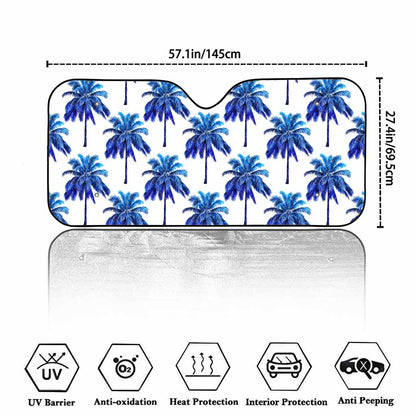 Blue Palm Tree Pattern Print Car Windshield Sun Shade
