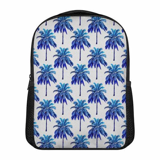 Blue Palm Tree Pattern Print Casual Backpack
