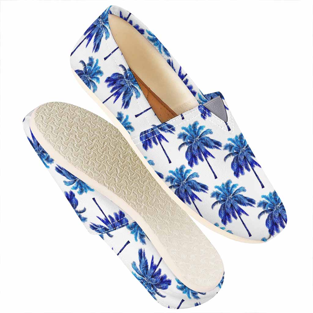 Blue Palm Tree Pattern Print Casual Shoes