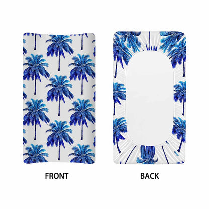 Blue Palm Tree Pattern Print Changing Pad Cover