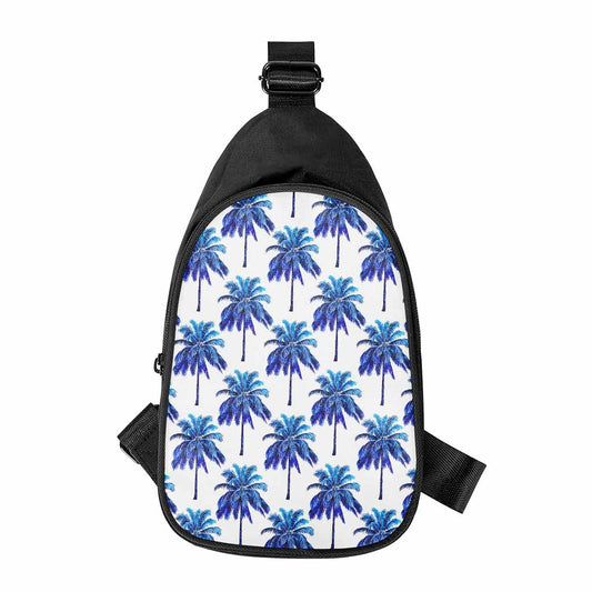 Blue Palm Tree Pattern Print Chest Bag