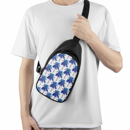Blue Palm Tree Pattern Print Chest Bag