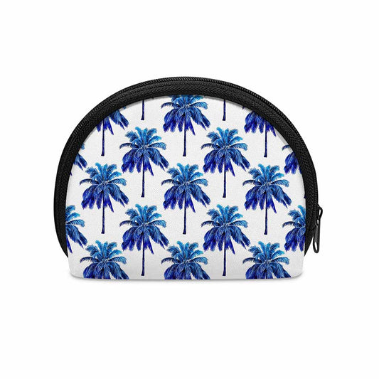 Blue Palm Tree Pattern Print Coin Purse