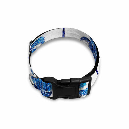 Blue Palm Tree Pattern Print Dog Collar