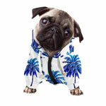 Blue Palm Tree Pattern Print Dog Zip Up Hoodie