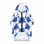 Blue Palm Tree Pattern Print Dog Zip Up Hoodie