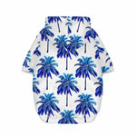 Blue Palm Tree Pattern Print Dog Zip Up Hoodie