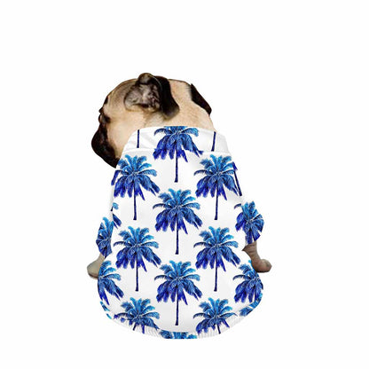 Blue Palm Tree Pattern Print Dog Zip Up Jacket