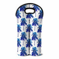 Blue Palm Tree Pattern Print Double Neoprene Wine Tote