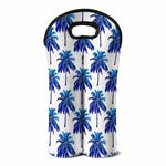 Blue Palm Tree Pattern Print Double Neoprene Wine Tote