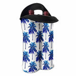 Blue Palm Tree Pattern Print Double Neoprene Wine Tote
