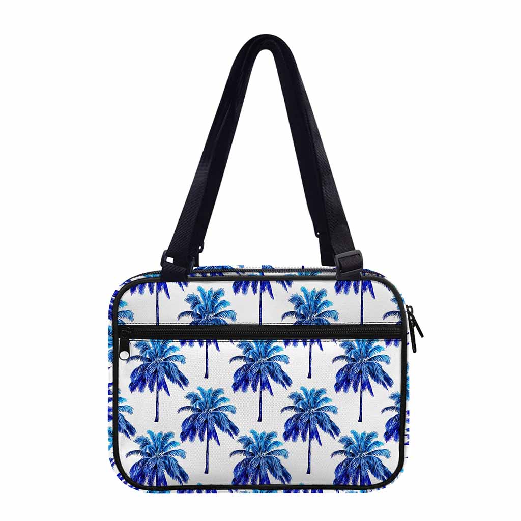 Blue Palm Tree Pattern Print Double Strap Bible Bag