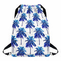 Blue Palm Tree Pattern Print Drawstring Backpack