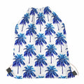 Blue Palm Tree Pattern Print Drawstring Bag
