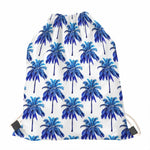 Blue Palm Tree Pattern Print Drawstring Bag