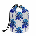Blue Palm Tree Pattern Print Drawstring Makeup Bag