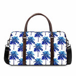 Blue Palm Tree Pattern Print Duffle Bag
